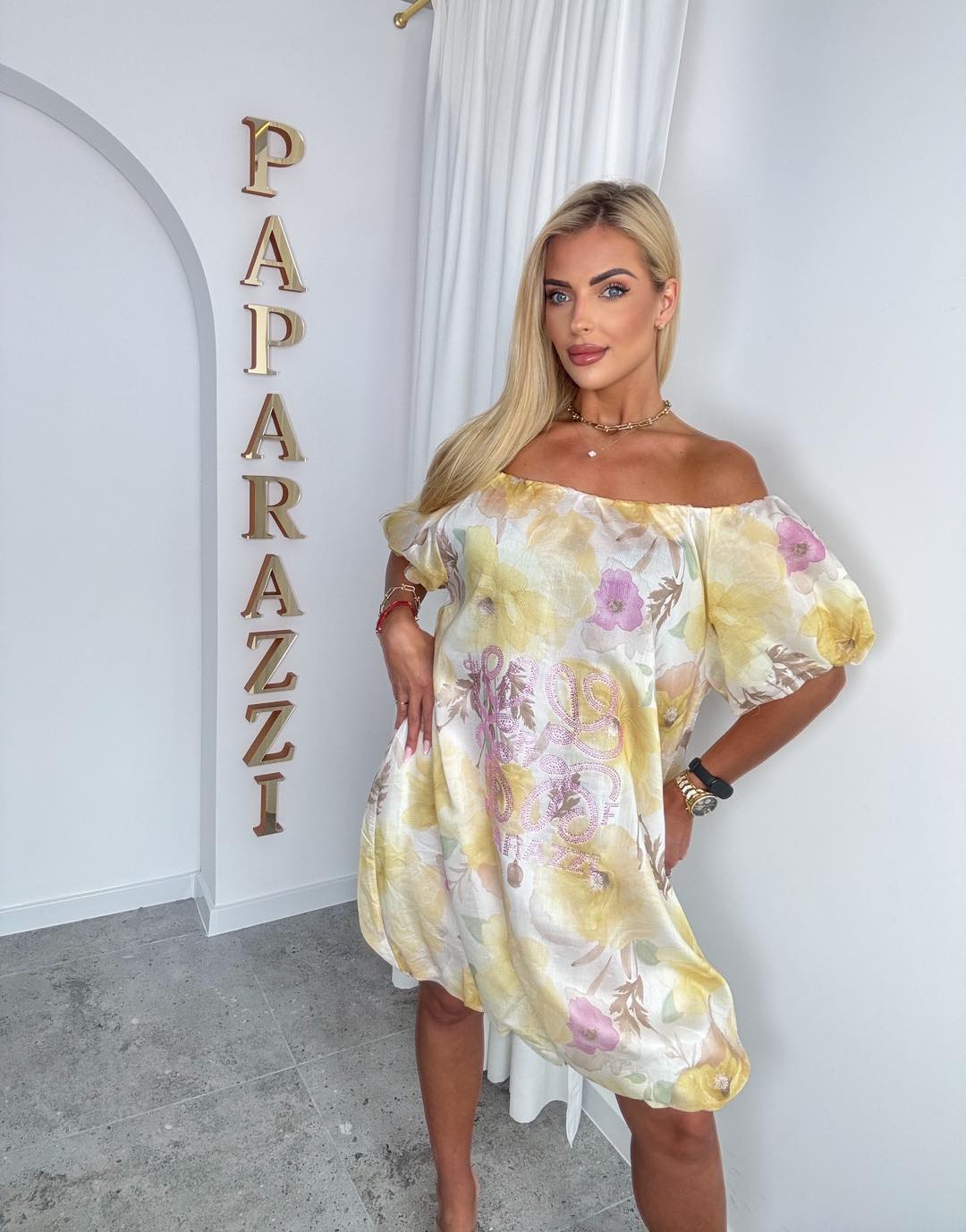 Paparazzi Fashion Yellow Floral Dress