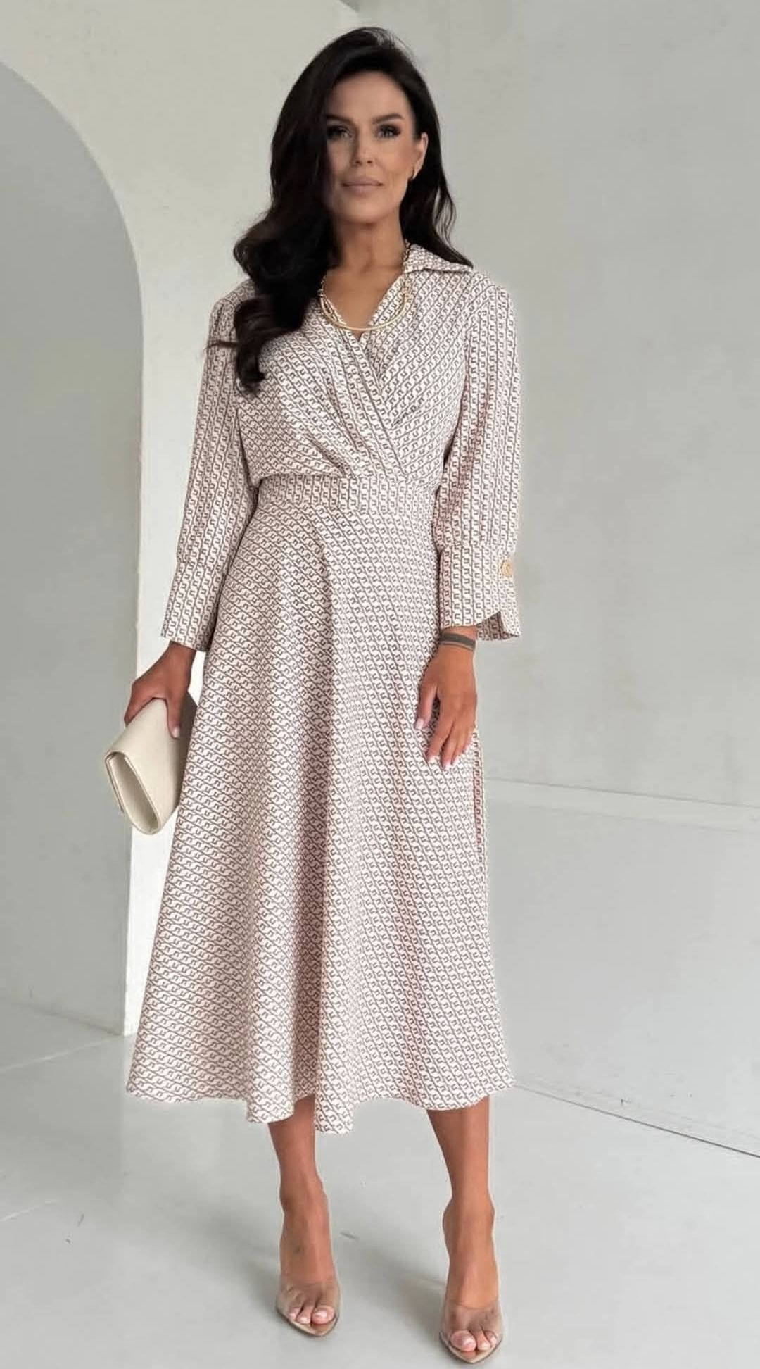 Elegant Formal Dress Beige