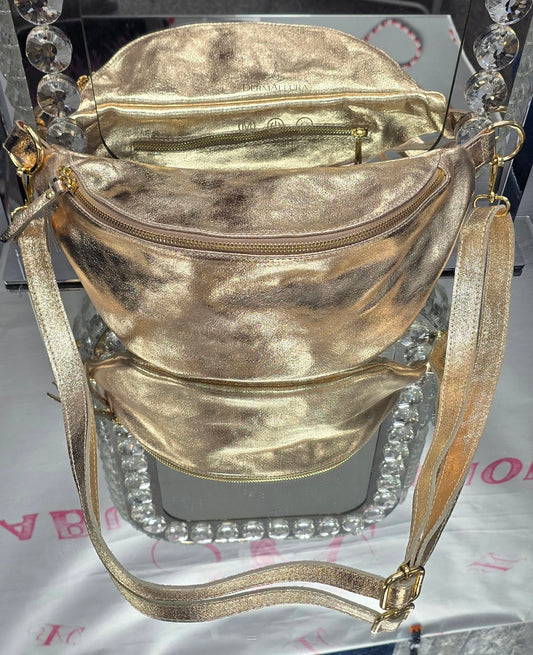 Metallic Gold Leather Crossbody